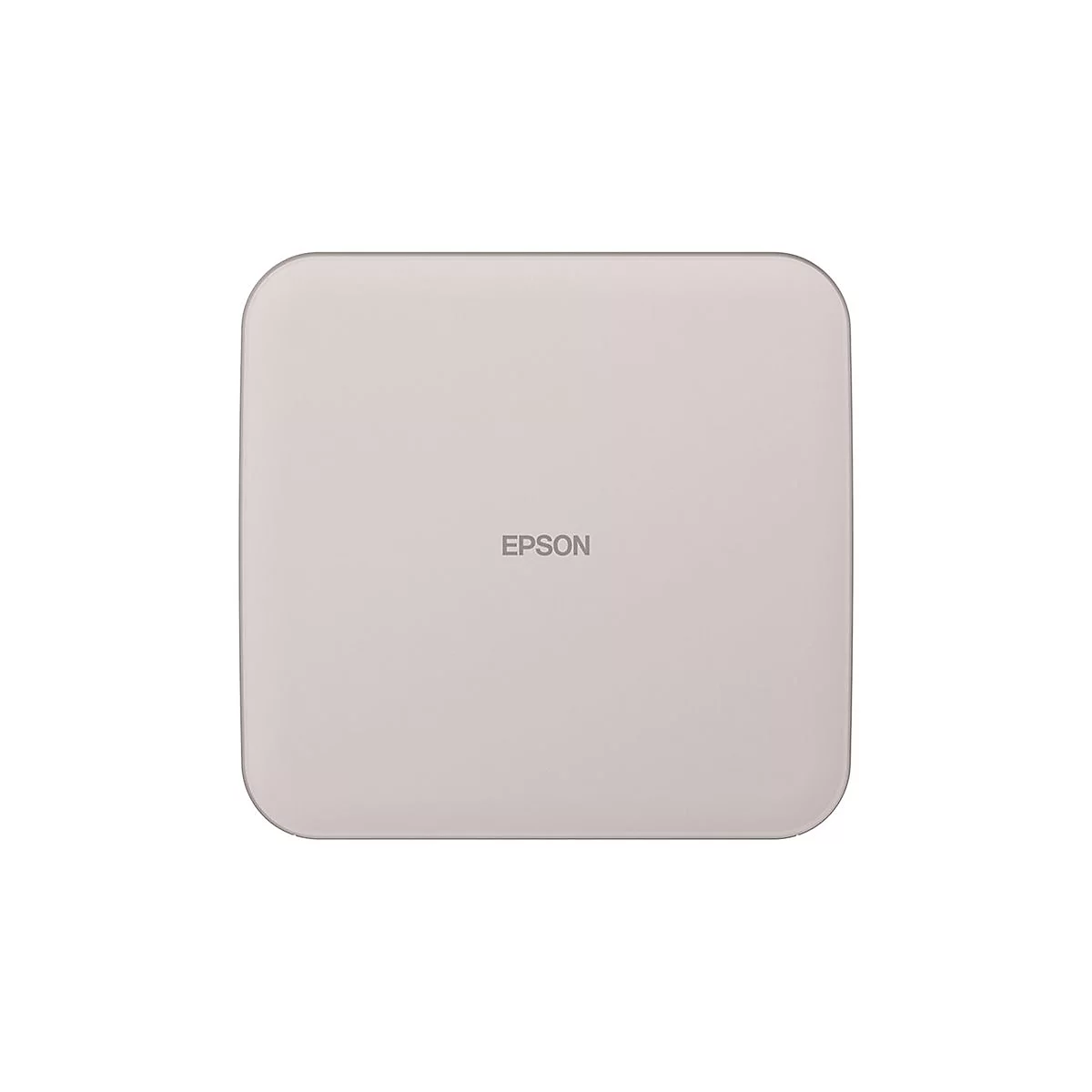 Beige Platte mit abgerundeten Ecken, mittig der Schriftzug "EPSON".
