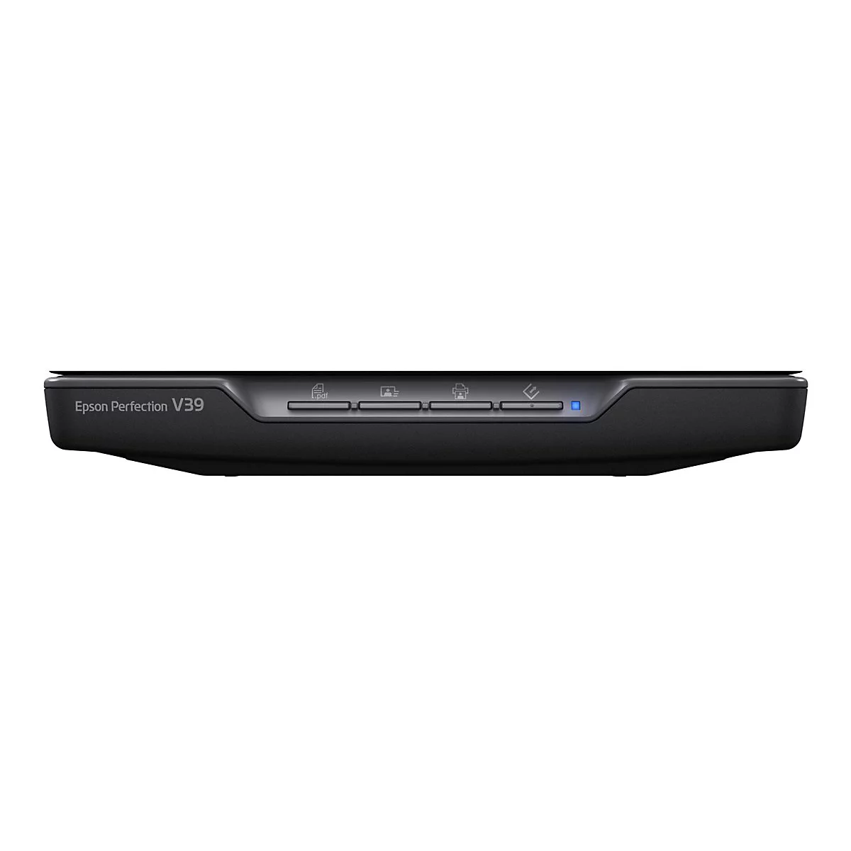 Scanner Epson Perfection V39 noir. Dessus avec commandes et texte 'Epson Perfection V39'.