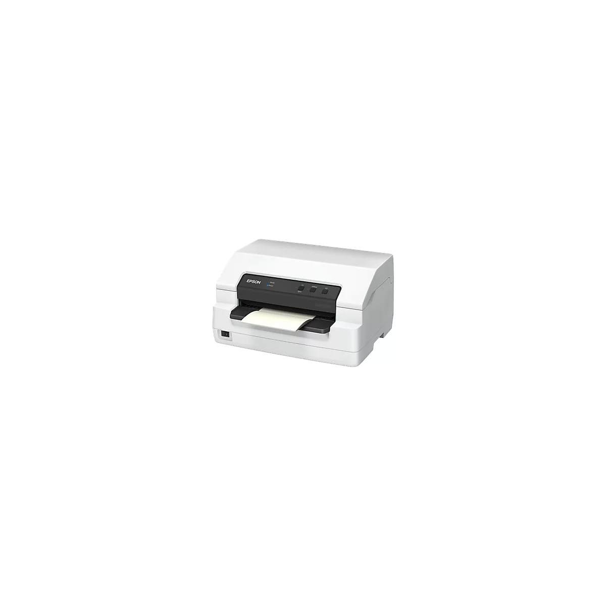 WeiÃŸer Epson-Drucker mit schwarzer Oberseite. Ein Blatt Papier wird herausgefÃ¼hrt. Auf der Oberseite befinden sich KnÃ¶pfe und das Epson-Logo.