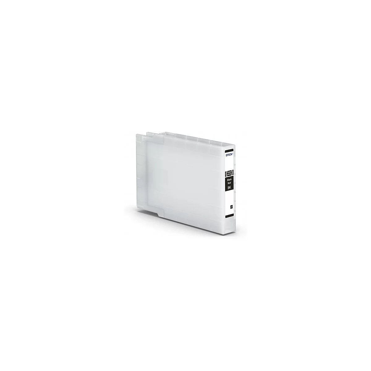Schwarze Tintenpatrone mit dem Label "Black Noir BK" von Epson.