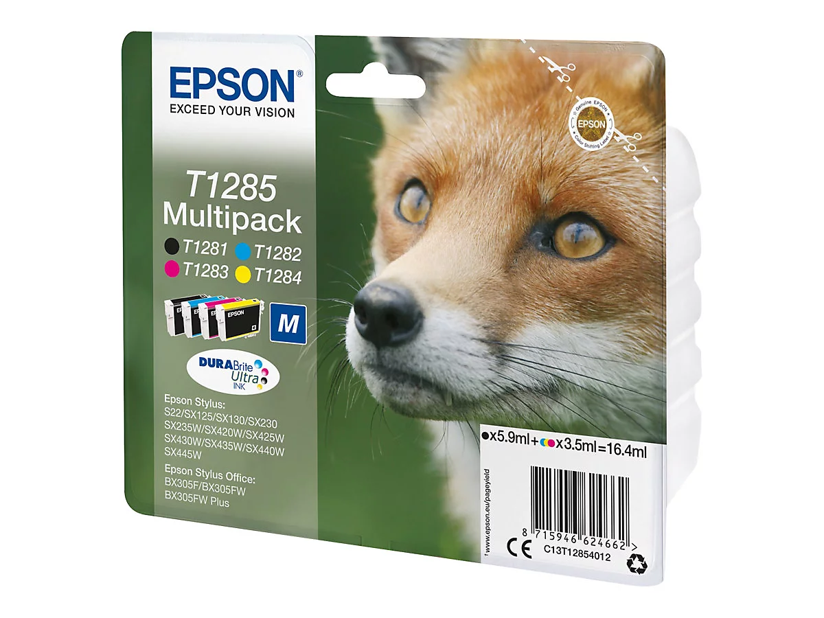 Epson T1285 Multipack - 4er-Pack - Schwarz, Gelb, Cyan, Magenta - original - Tintenpatrone