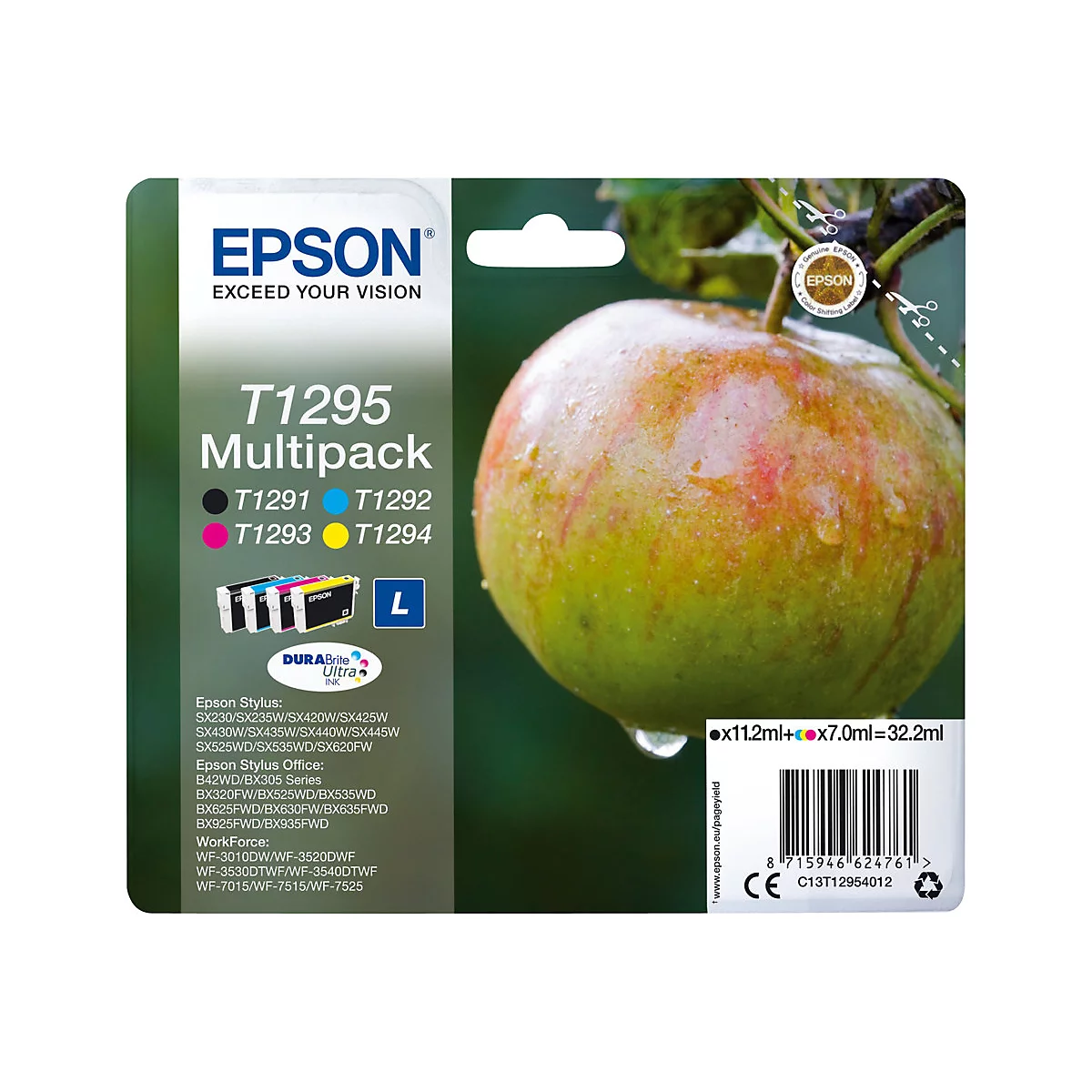 Epson T1295 Multipack - 4er-Pack - Schwarz, Gelb, Cyan, Magenta - original - Tintenpatrone