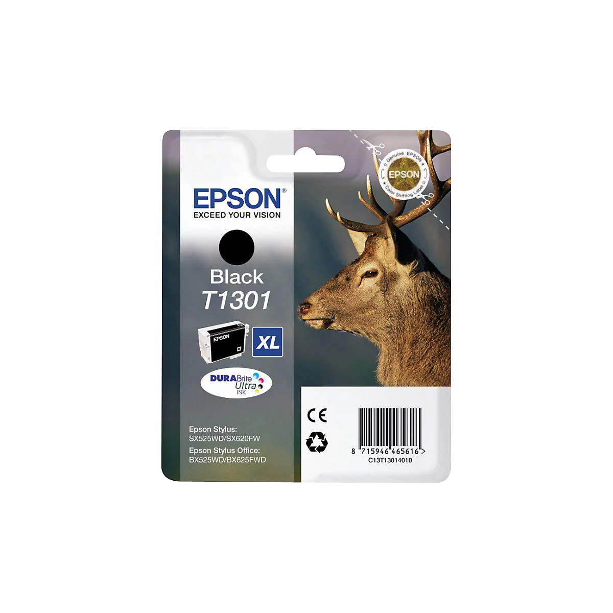 Epson T1301 - Schwarz - original - Blisterverpackung - Tintenpatrone - für Stylus Office BX630, BX635, BX935; WorkForce WF-3010, 3520, 3530, 3540, 7015, 7515, 7525