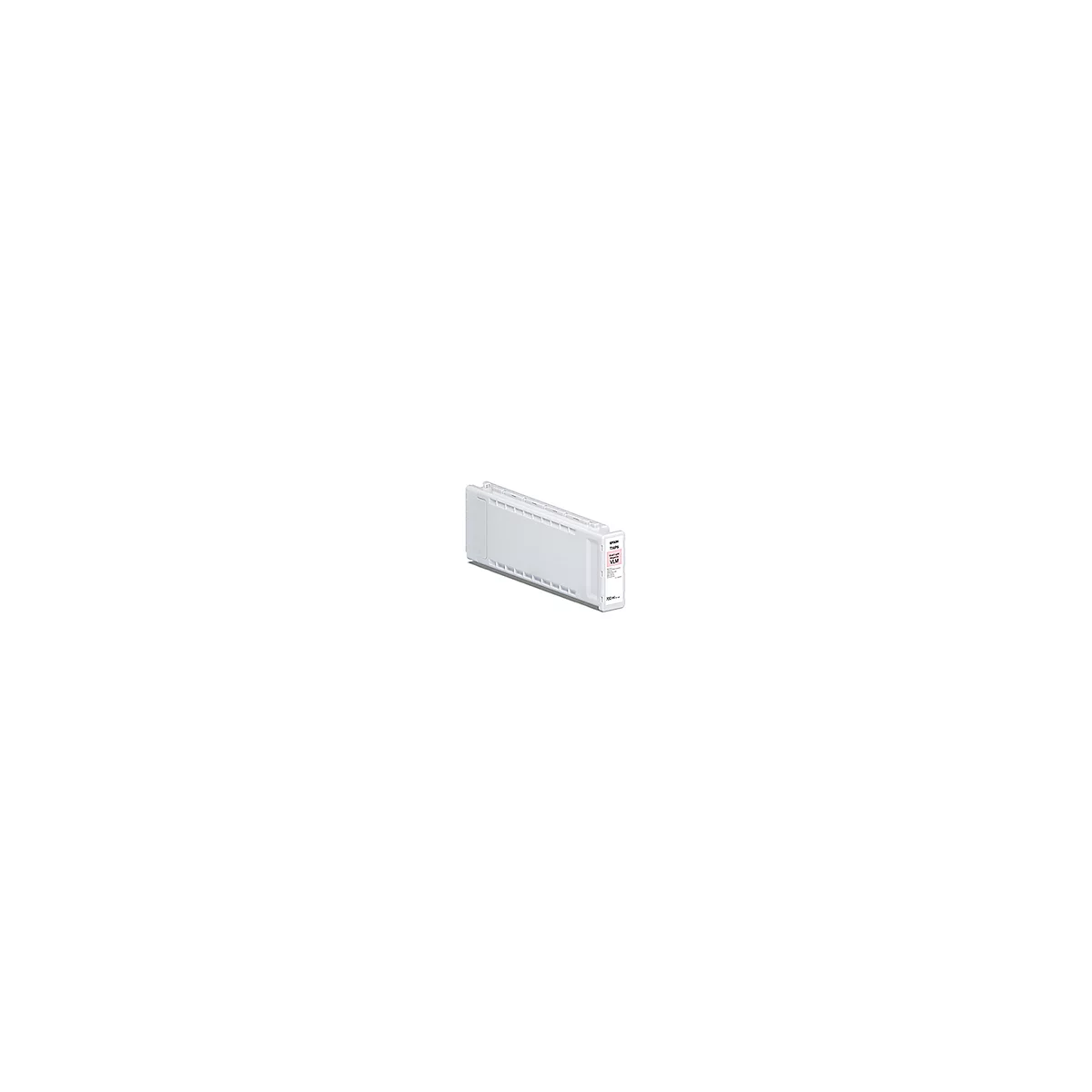 Hellrosa Tintenpatrone, quadratisch mit geriffelter Oberseite. Beschriftung: 'EPSON T6736', 'Light Magenta VLM' und Angaben zum Inhalt.