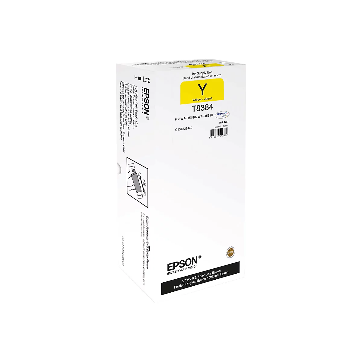 Epson T8384 - 167.4 ml - Gelb - original - Nachfülltinte - für WorkForce Pro WF-R5190, WF-R5190DTW, WF-R5690, WF-R5690DTWF, WF-R5690DTWFL