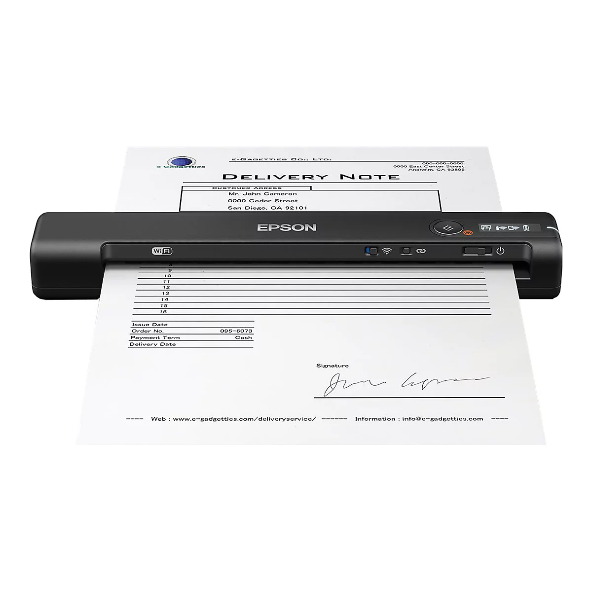 Epson WorkForce ES-60W - Einzelblatt-Scanner - Contact Image Sensor (CIS) - A4 - 600 dpi x 600 dpi - bis zu 300 Scanvorgänge/Tag