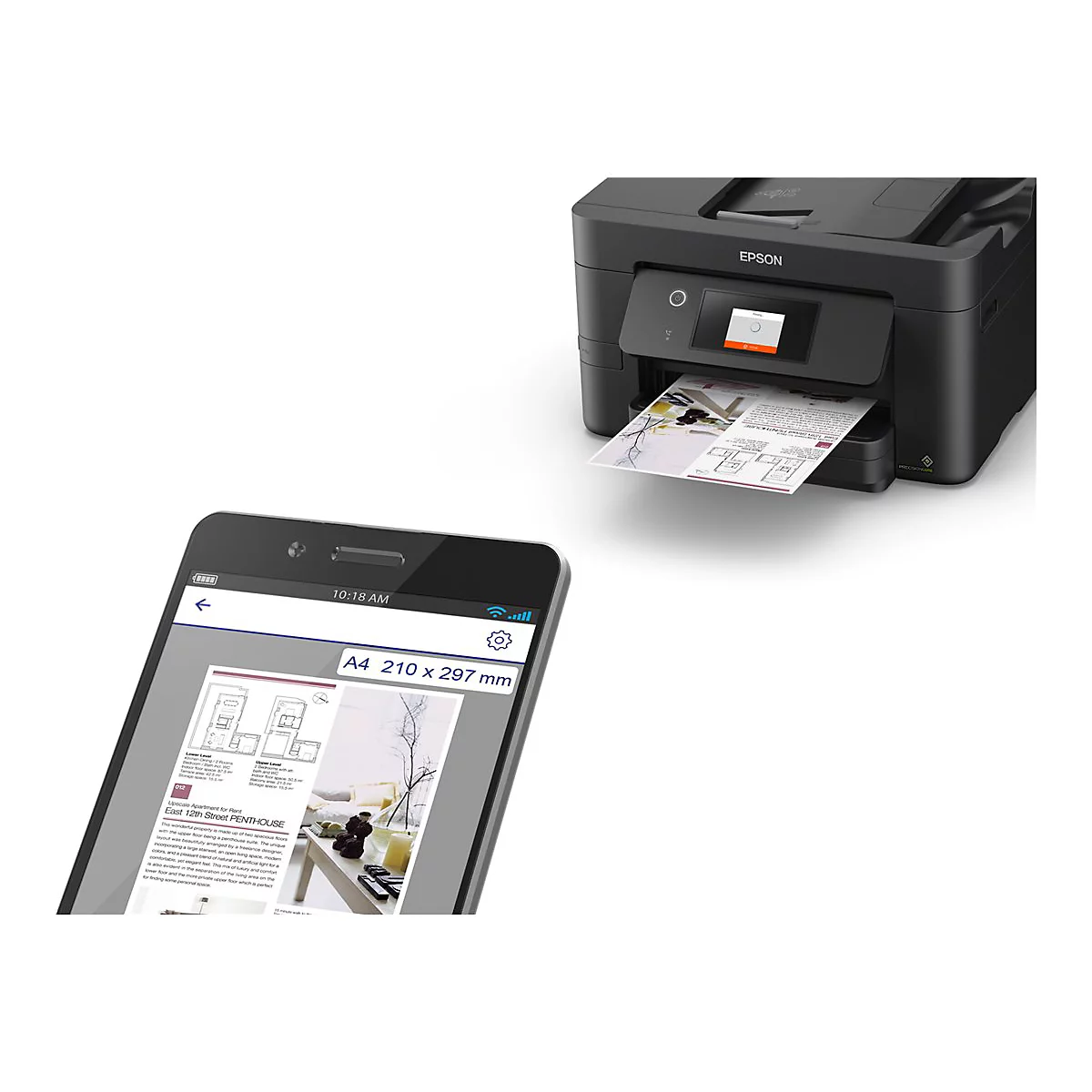 Epson WorkForce Pro WF-3825DWF - Multifunktionsdrucker - 215.9 x 355.6 mm (Original) - A4/Legal (Medien) - bis zu 21 Seiten/Min. (Drucken) - 250 Blatt