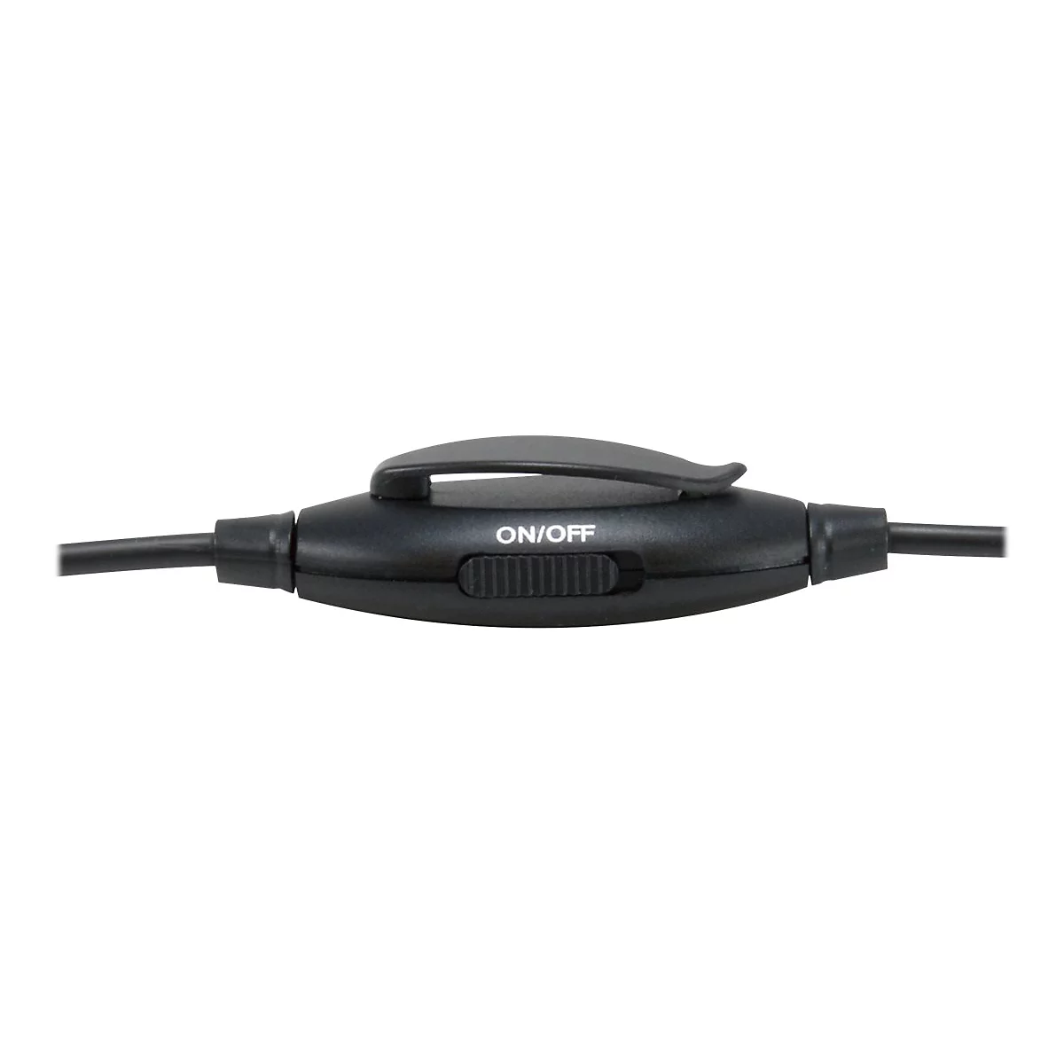 Schwarzer Kabel-Schalter mit Clip und weißem ON/OFF-Schriftzug.