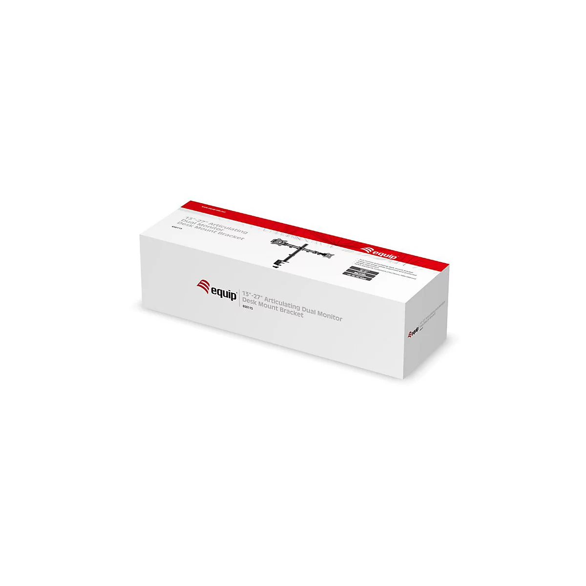Produktverpackung für eine bewegliche Dual-Monitor-Tischhalterung von equip.