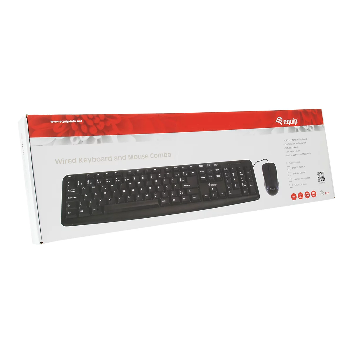 equip Life - Tastatur-und-Maus-Set - Portugiesisch - Schwarz
