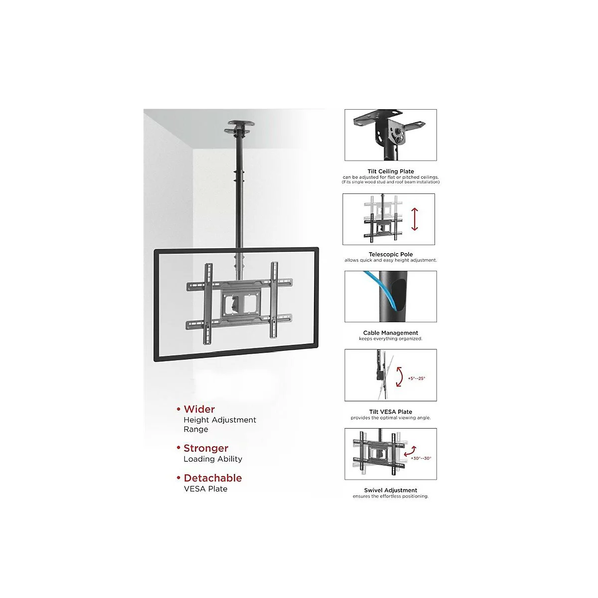 Equip Pro - Klammer - drehbar - für Flachbildschirm - Stahl - Schwarz