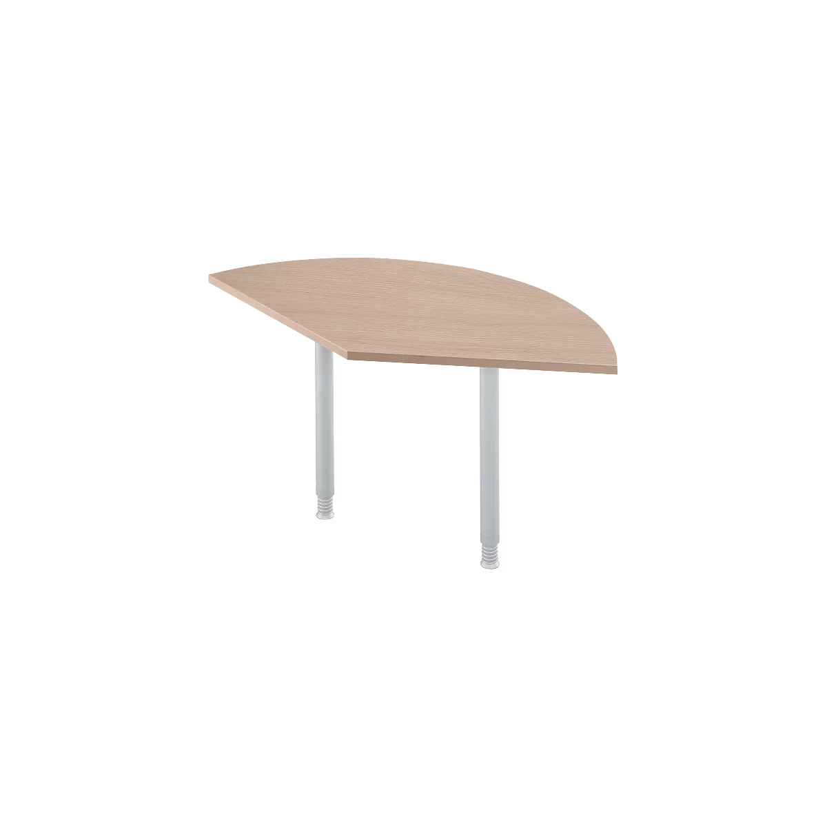 Ergo-T 2.0 aanbouwtafel, hoek 135°, vierkant buisonderstel, B 800 x D 800 x H 718-898 mm, eiken decor/blank aluminium