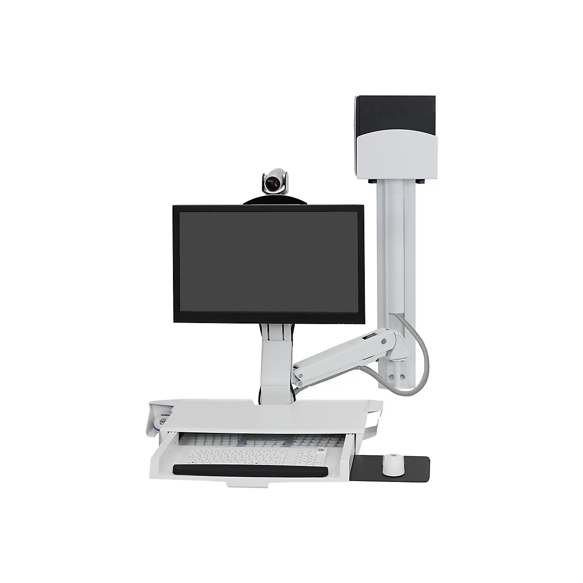 Ergotron - Befestigungskit (CPU-Halter, Tastatur-Tablett, Monitorhalterung) - für LCD-Display / PC-Ausrüstung - kleiner CPU-Halter - Aluminium, hochwertiger Kunststoff - weiß