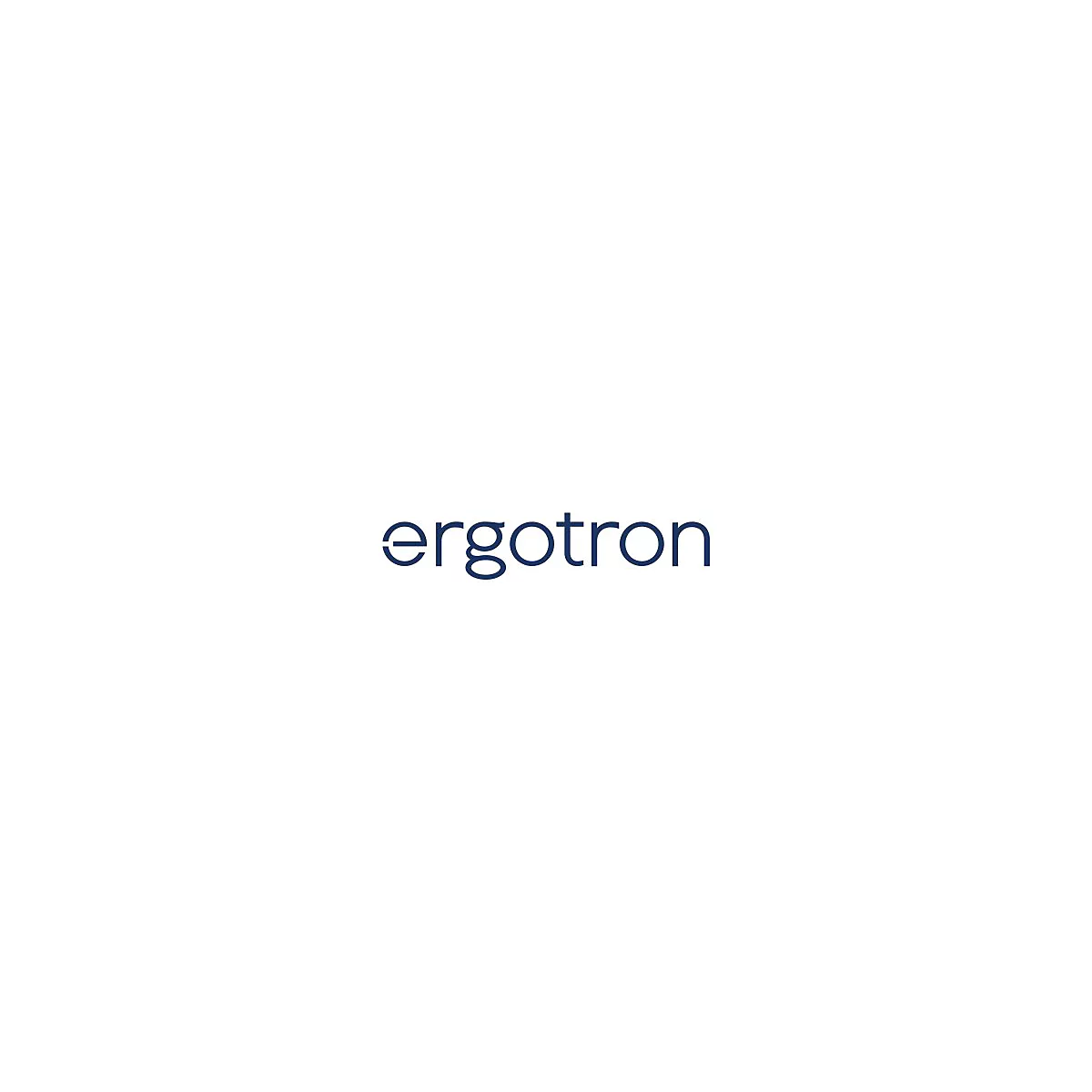 Blaues Logo des Unternehmens Ergotron in serifenloser Schrift auf weißem Hintergrund.