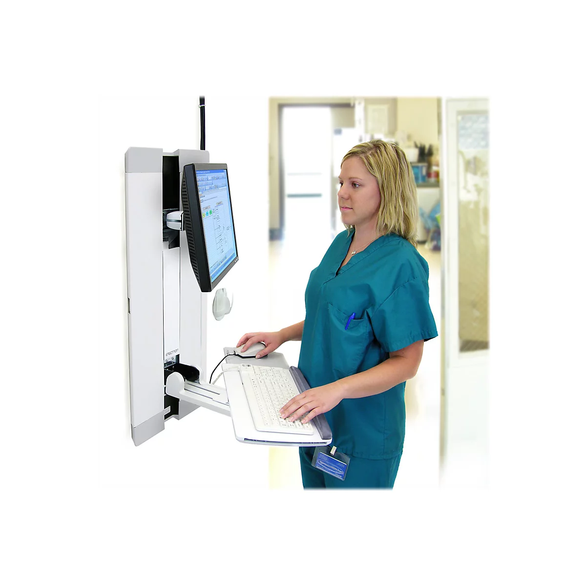 Ergotron - Befestigungskit (Tastaturablage, Handgelenkkissen, Maushalterung, vertikale Verstellschiene) - für LCD-Display / PC-Ausrüstung - Patientenzimmer - Stahl - weiß
