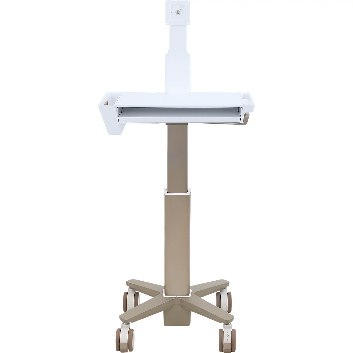 Ergotron CareFit™ 2.0 Chariot de documentation, avec articulation pour écran, jusqu'à 27', 2 niveaux de rangement, sur roulettes, blanc/gris chaud