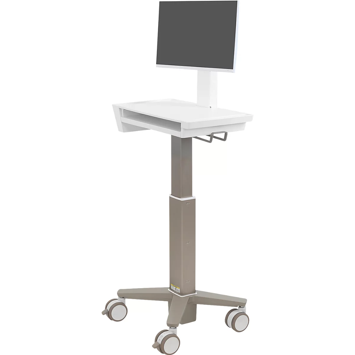 Ergotron CareFit™ 2.0 Chariot de documentation, avec articulation pour écran, jusqu'à 27', 2 niveaux de rangement, sur roulettes, blanc/gris chaud