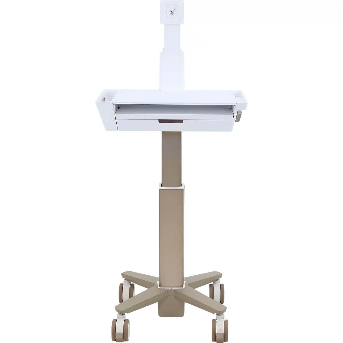 Ergotron CareFit Slim 2.0 computer trolley, met lade, voor monitoren tot 27', in hoogte verstelbaar, wit/warm grijs