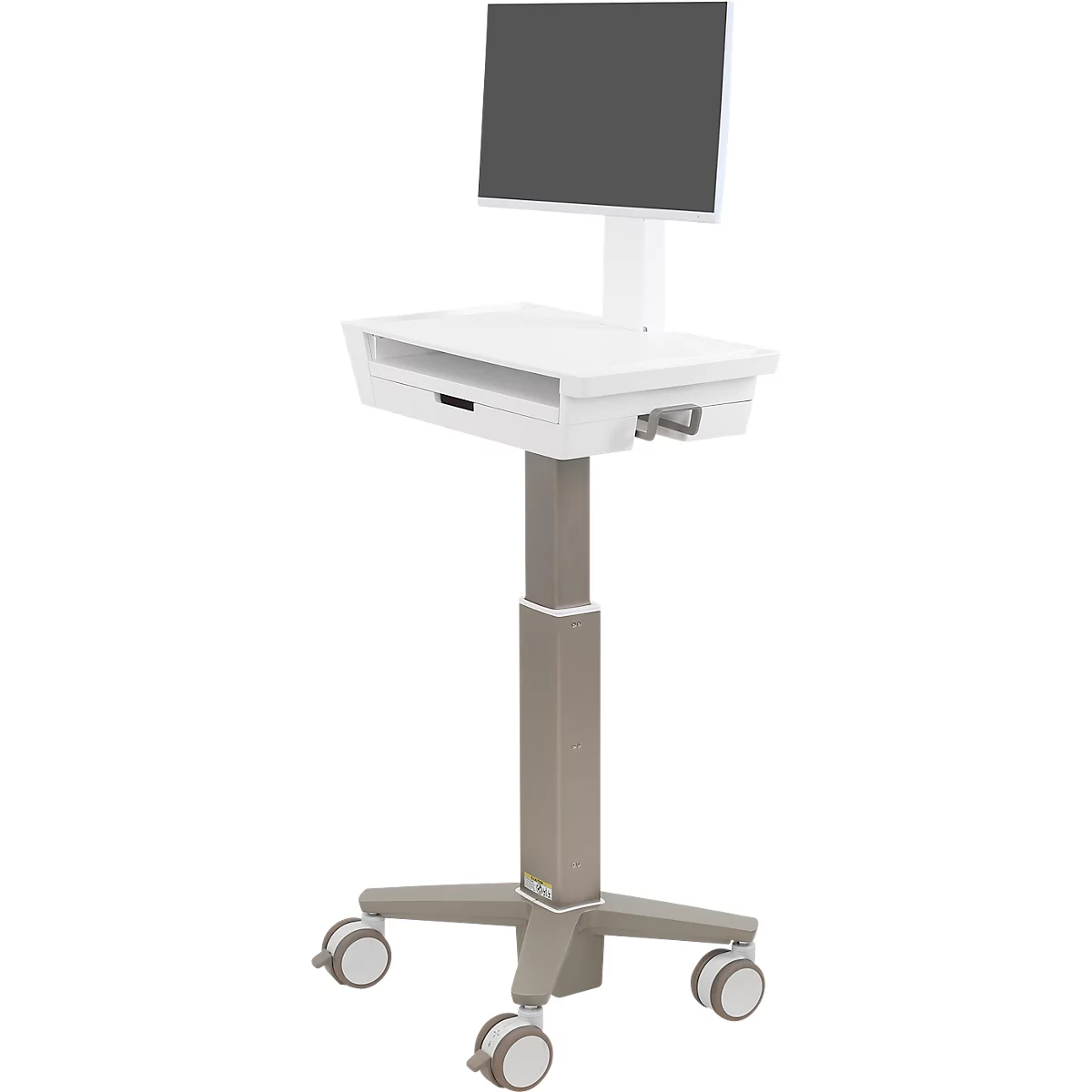 Ergotron Chariot informatique CareFit Slim 2.0, avec tiroir, pour écrans jusqu'à 27 pouces, réglable en hauteur, blanc/gris chaud