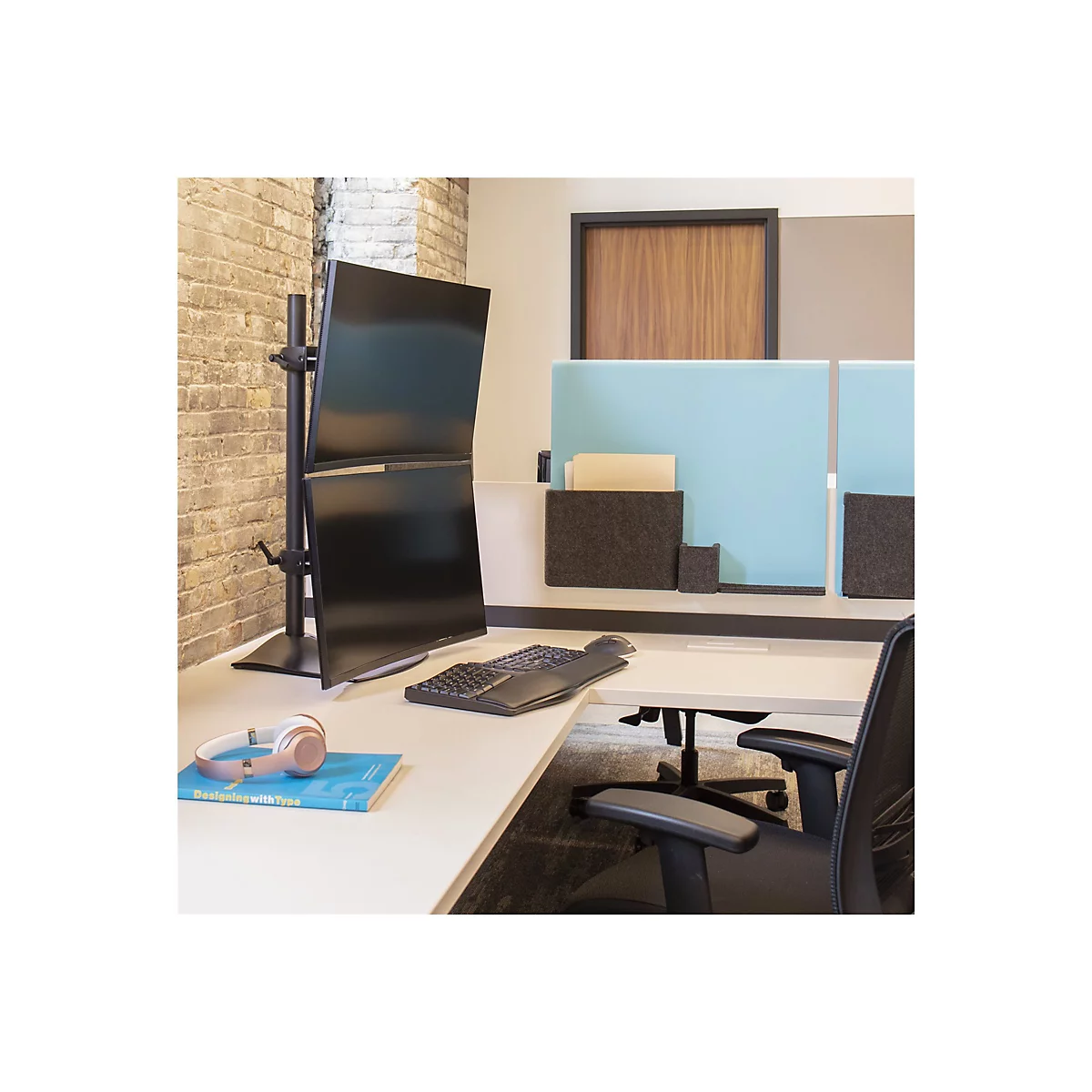 Ergotron DS100 - Befestigungskit (28' Stange, Basis, 2 Drehgelenke, 2 VESA-Adapter) - schmal - für 2 LCD-Displays - Stahl, Aluminium - Schwarz