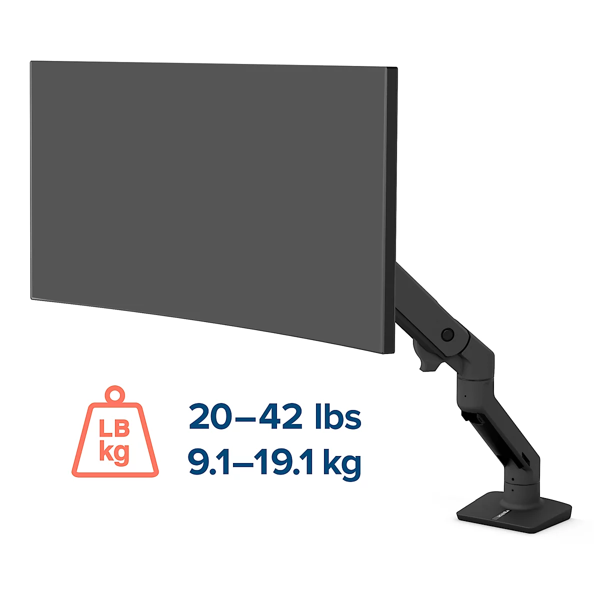 Ergotron HX enkele monitorarm, tot 49', in hoogte/diepte verstelbaar, kantelfunctie, VESA, mat zwart