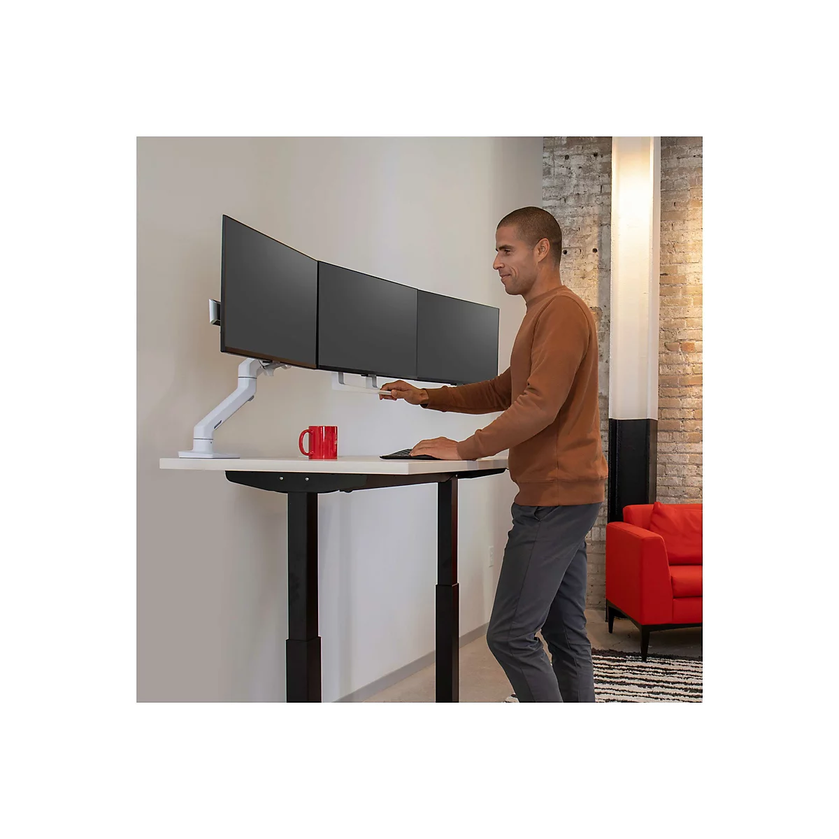Ergotron HX - Montagekomponente (Griff, 3 Drehzapfen, Bogen mit drei Scharnieren) - für 3 LCD-Anzeigen - weiß - Bildschirmgröße: bis zu 61 cm (bis zu 24 Zoll) - Armmontage