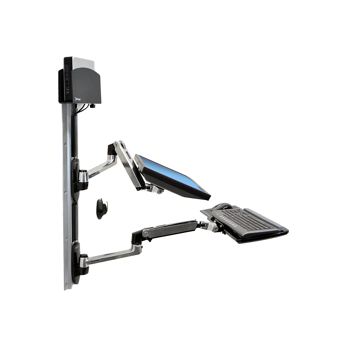 Ergotron LX - Befestigungskit (CPU-Halter, Maushalterung, 2 Schienenabdeckungen, Tastaturarm, 2 Kabelkanäle, Handgelenkkissen, Wandschiene 10', Wandschiene 34', Display-Befestigung, Mauspad) - für LCD-Display / PC-Ausrüstung - kleiner CPU-Halter -...