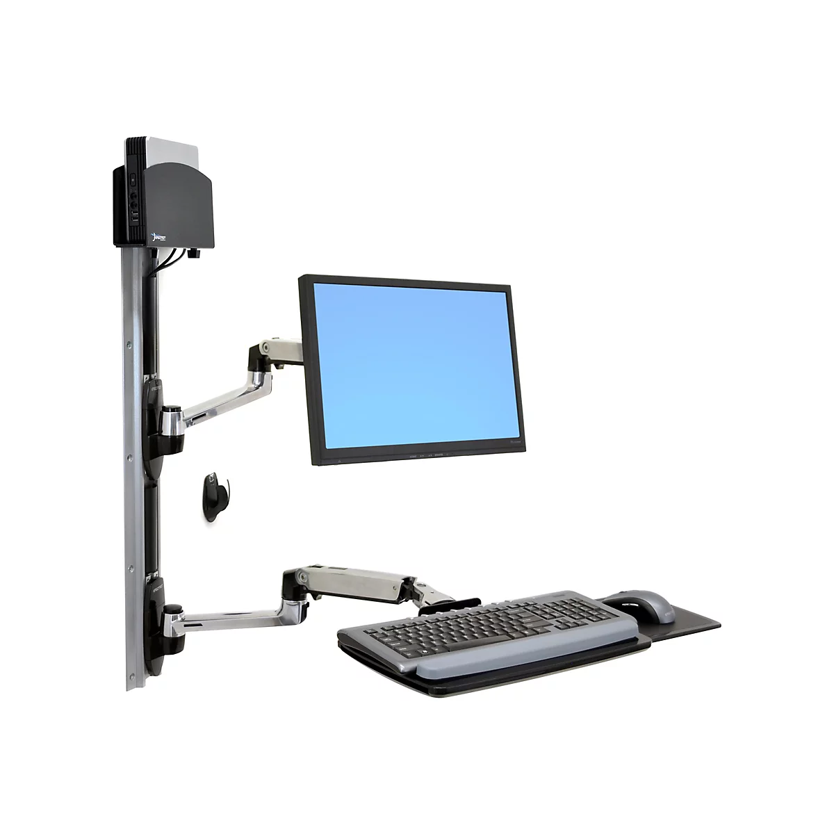 Ergotron LX - Befestigungskit (CPU-Halter, Maushalterung, 2 Schienenabdeckungen, Tastaturarm, 2 Kabelkanäle, Handgelenkkissen, Wandschiene 10', Wandschiene 34', Display-Befestigung, Mauspad) - für LCD-Display / PC-Ausrüstung - kleiner CPU-Halter -...