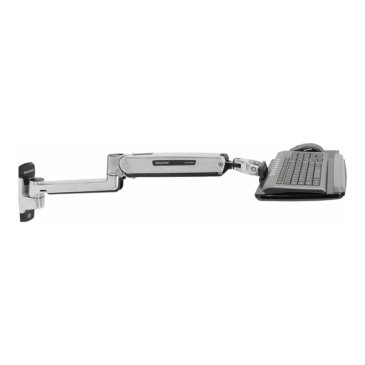 Ergotron LX - Befestigungskit (Steh-Sitz-Arm, Verlängerung, Basis, Tastatur-Tablett, Mausablage zum Herausziehen, Handgelenkkissen, Maushalterung) - für Tastatur und Maus - Polished Aluminum - Wandmontage - für P/N: 45-353-026