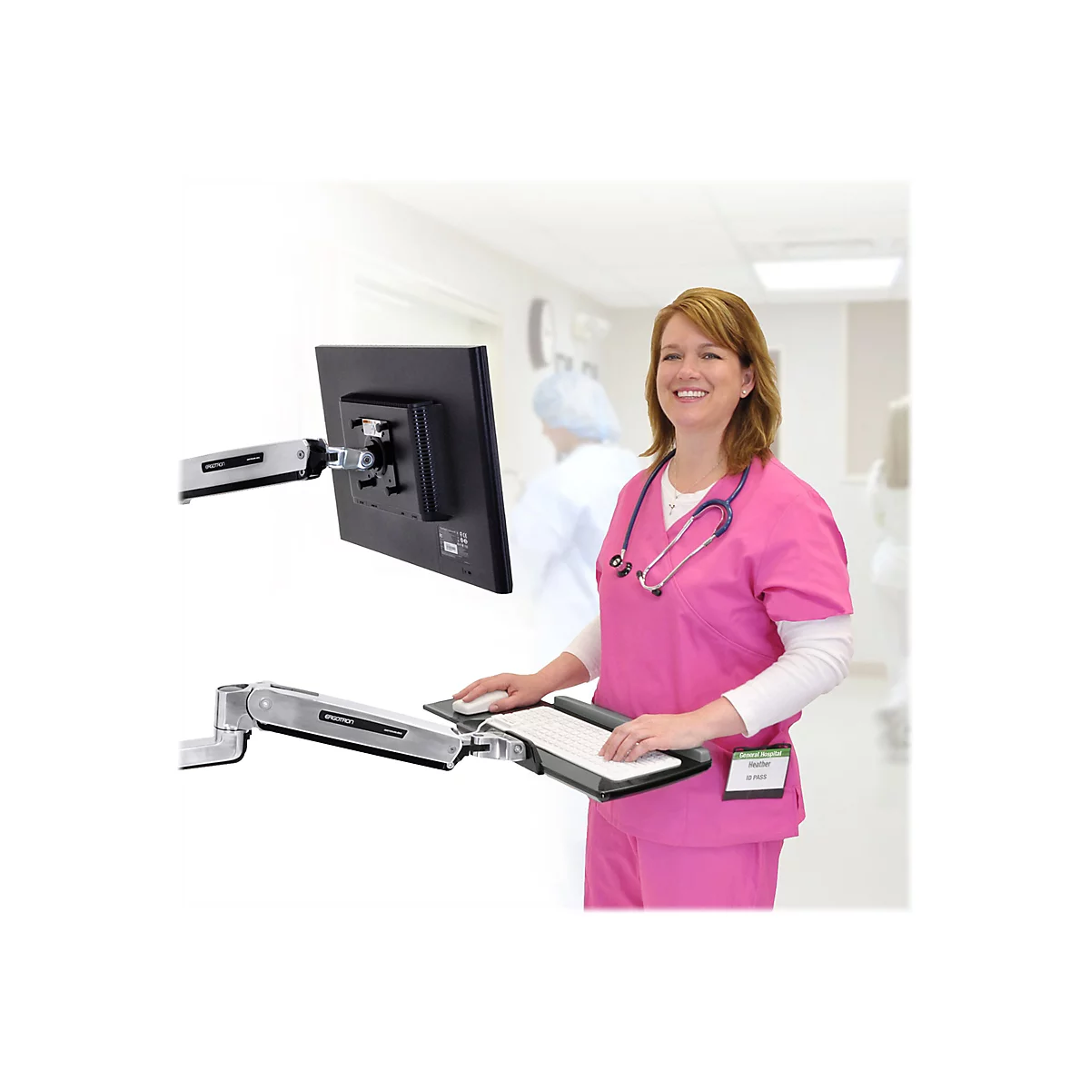 Ergotron LX - Befestigungskit (Steh-Sitz-Arm, Verlängerung, Basis, Tastatur-Tablett, Mausablage zum Herausziehen, Handgelenkkissen, Maushalterung) - für Tastatur und Maus - Polished Aluminum - Wandmontage - für P/N: 45-353-026