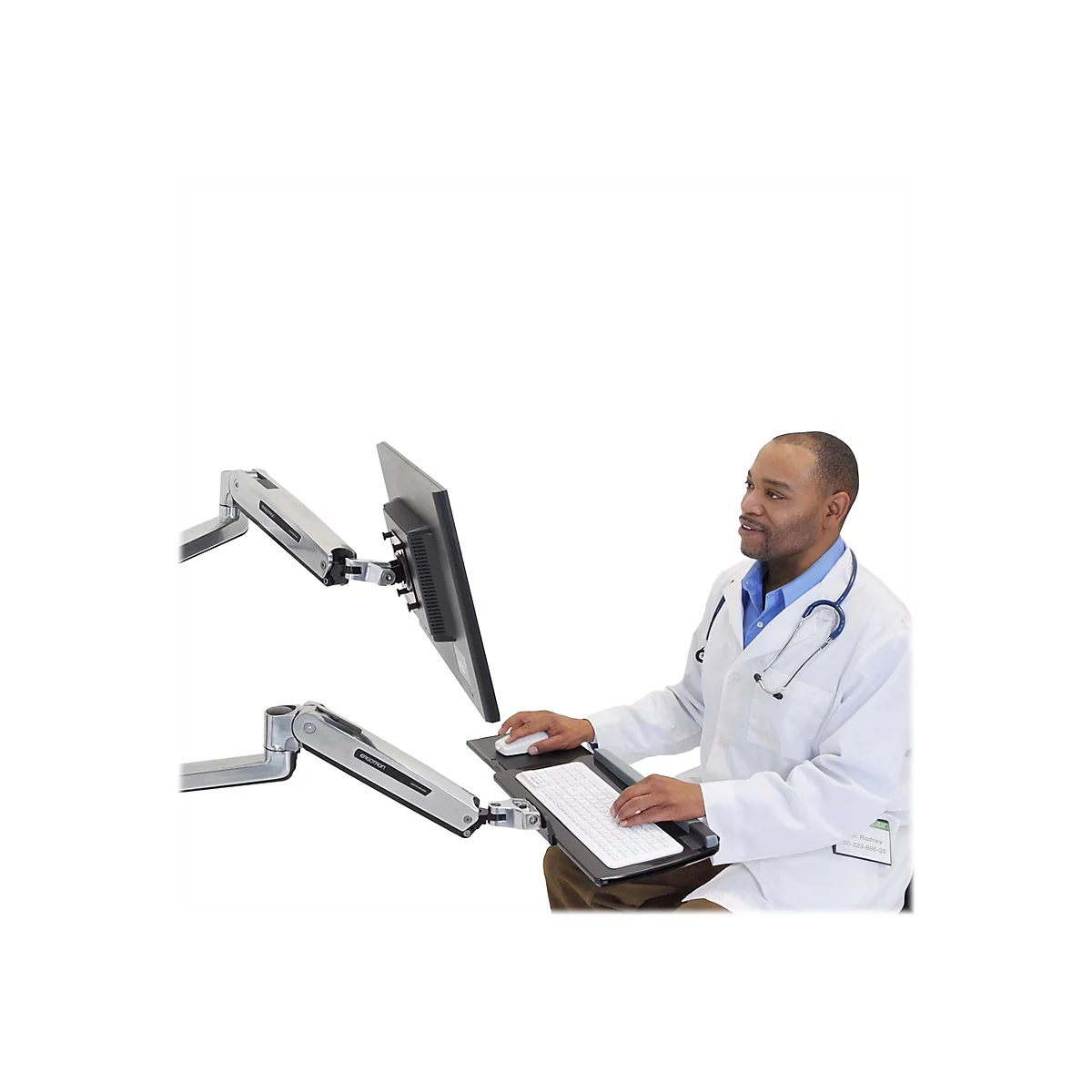 Ergotron LX - Befestigungskit (Steh-Sitz-Arm, Verlängerung, Basis, Tastatur-Tablett, Mausablage zum Herausziehen, Handgelenkkissen, Maushalterung) - für Tastatur und Maus - Polished Aluminum - Wandmontage - für P/N: 45-353-026