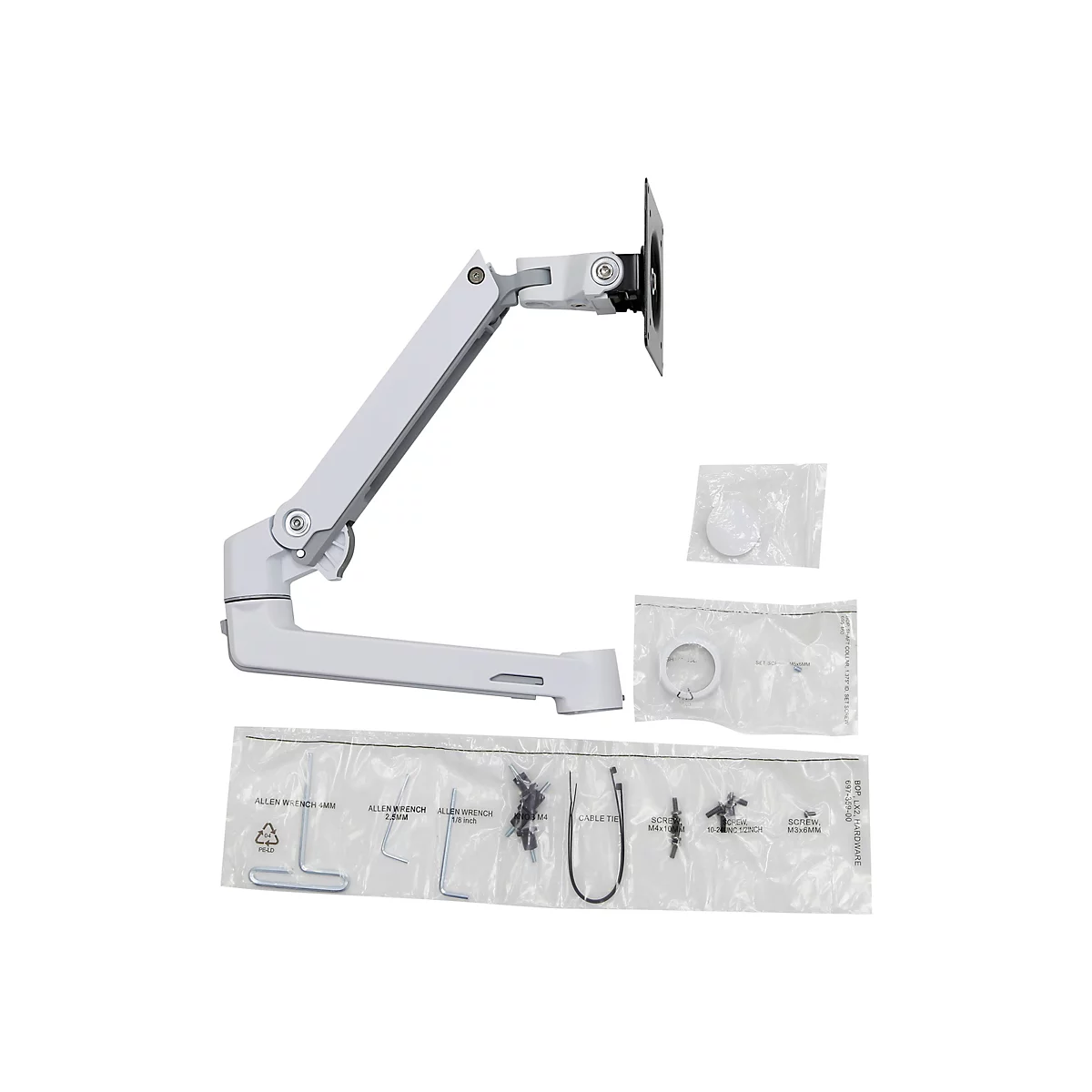 Ergotron LX Extension and Collar Kit - Montagekomponente (Gelenkarm, Installationselemente, Kappenabdeckung, Stangenring) - für Monitor - Weiß mit grauen Akzenten - Stangenbefestigung - für P/N: 45-537-216