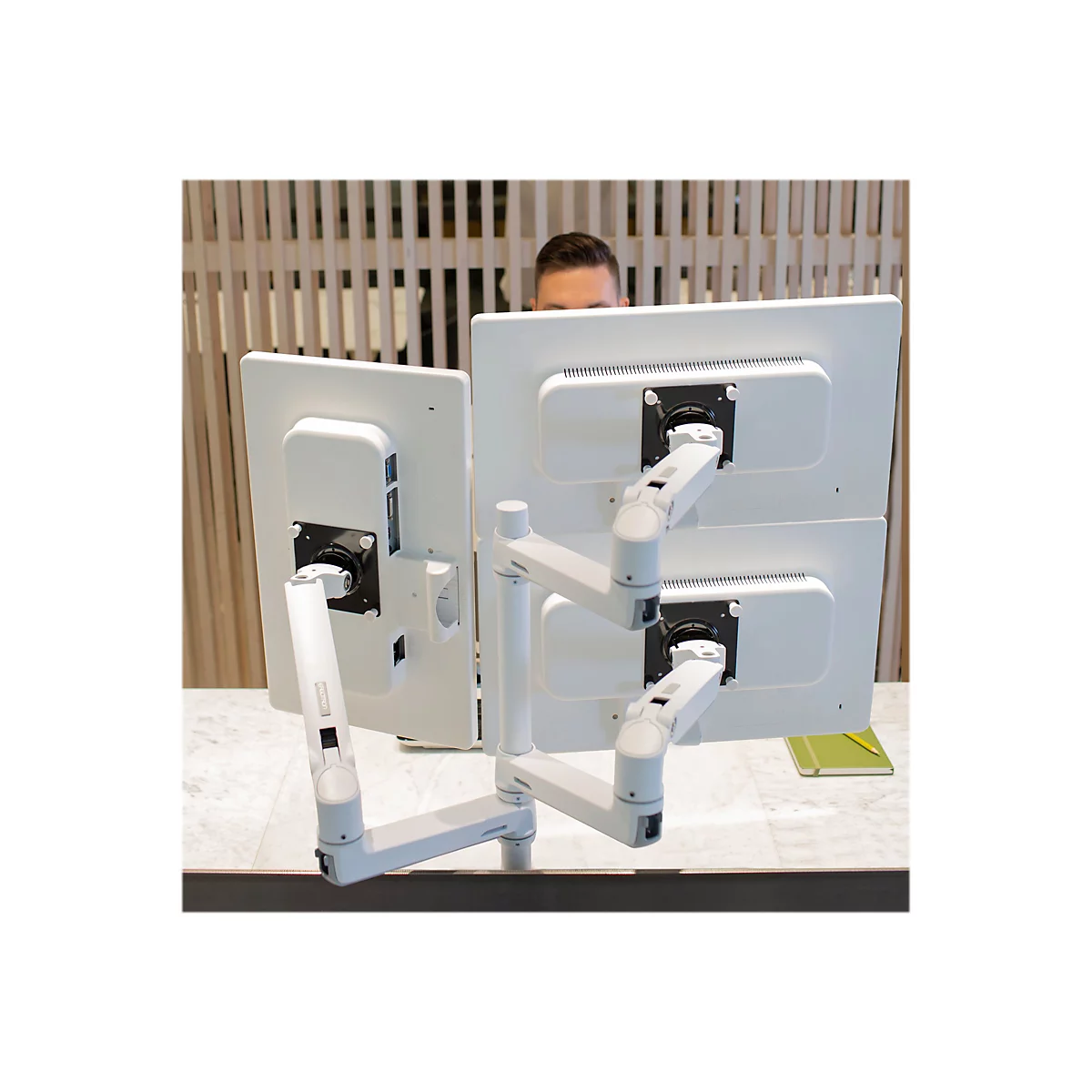 Ergotron LX Extension and Collar Kit - Montagekomponente (Gelenkarm, Installationselemente, Kappenabdeckung, Stangenring) - für Monitor - Weiß mit grauen Akzenten - Stangenbefestigung - für P/N: 45-537-216