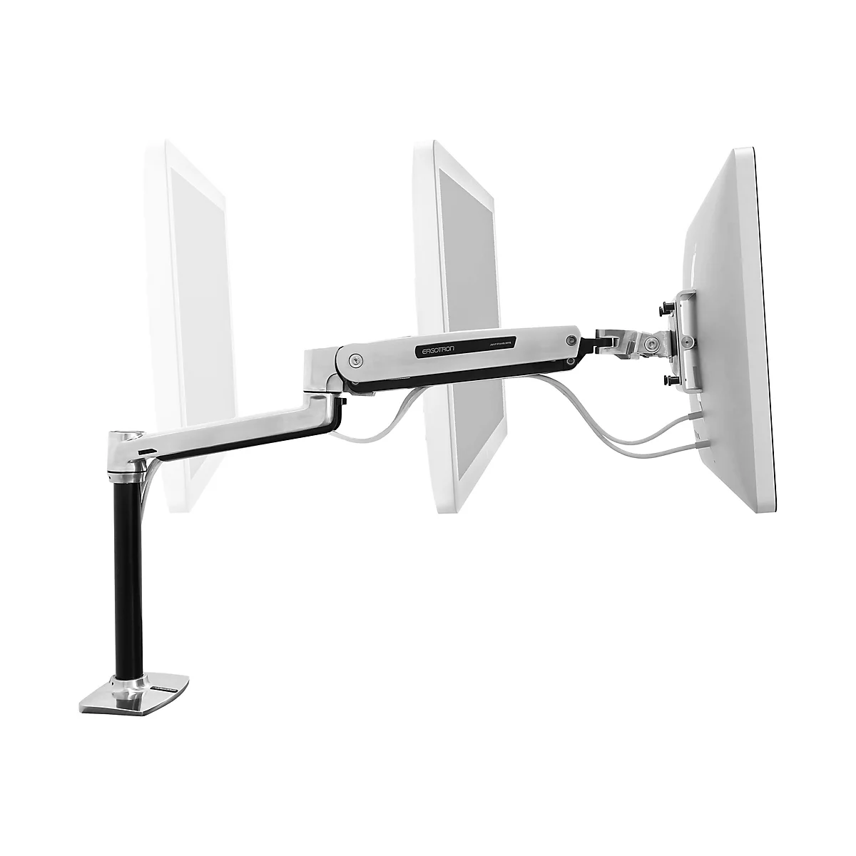 Ergotron LX HD Sit-Stand - Befestigungskit (Gelenkarm, Stange, VESA-Adapter, Tisch-Klemme, Befestigung für Kabeldurchgang) - Konstante Krafttechnologie - für LCD-Display - Polished Aluminum - Bildschirmgröße: up to 124.5 cm (up to 49')
