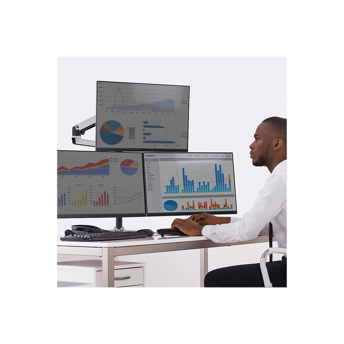 Ergotron LX - Montagekomponente (Gelenkarm, Stangenring, Verlängerung) - Konstante Krafttechnologie - für LCD-Display - poliertes Aluminium mit schwarzen Akzenten - Bildschirmgröße: bis zu 101,6 cm (bis zu 40 Zoll)