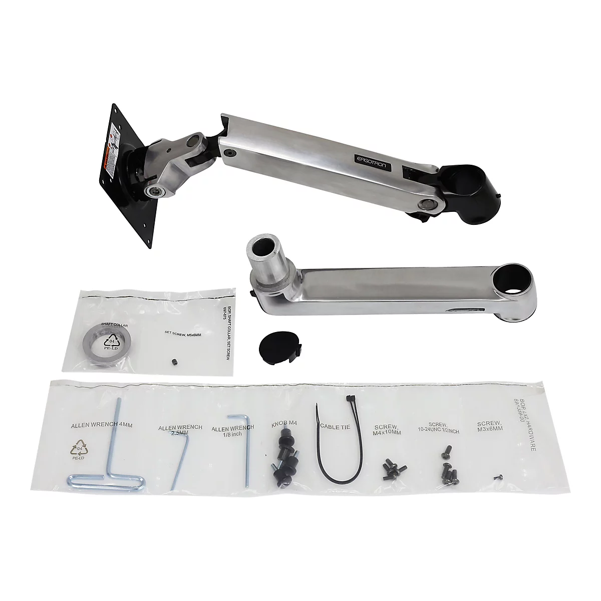 Ergotron LX - Montagekomponente (Gelenkarm, Stangenring, Verlängerung) - Konstante Krafttechnologie - für LCD-Display - poliertes Aluminium mit schwarzen Akzenten - Bildschirmgröße: bis zu 101,6 cm (bis zu 40 Zoll)