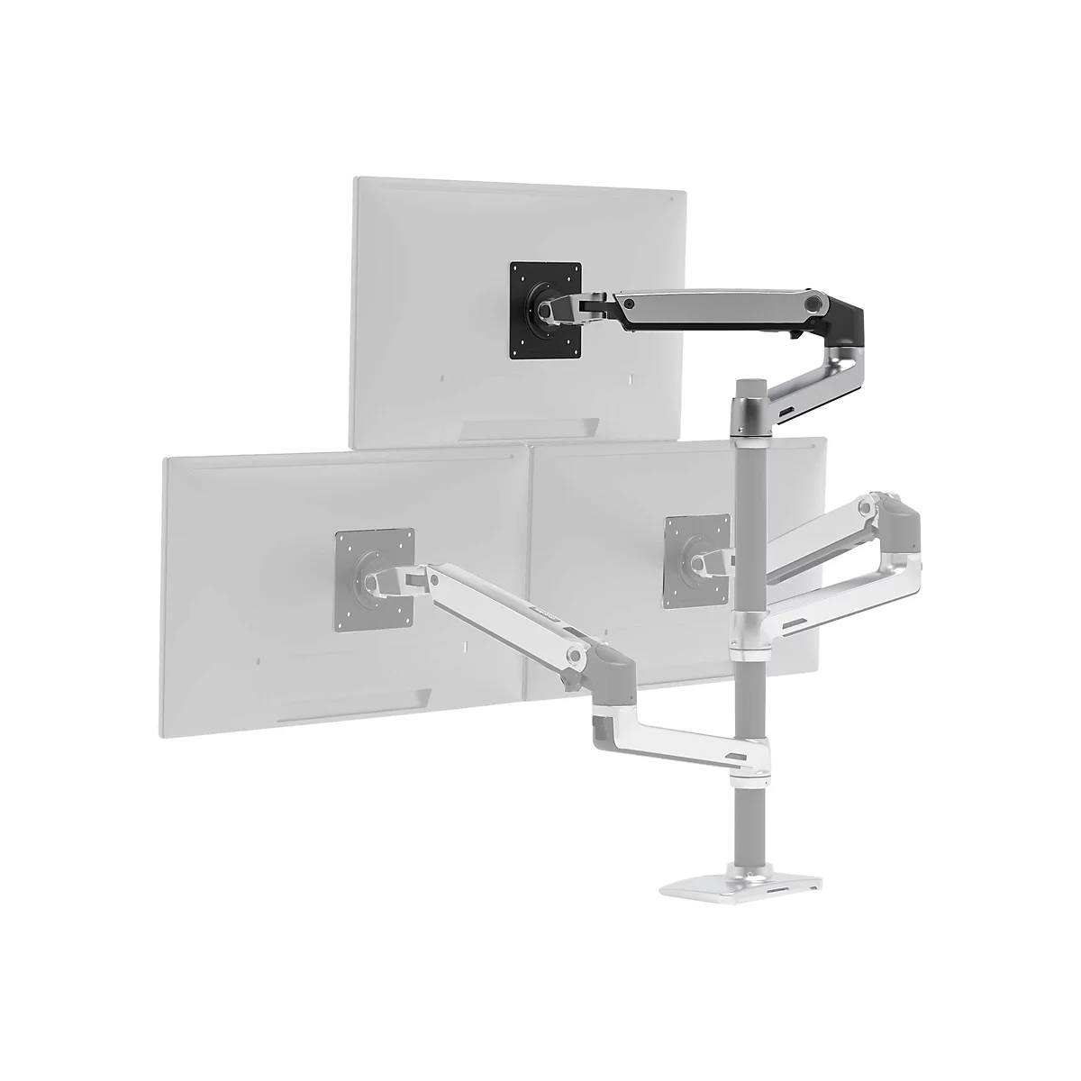 Ergotron LX - Montagekomponente (Gelenkarm, Stangenring, Verlängerung) - Konstante Krafttechnologie - für LCD-Display - poliertes Aluminium mit schwarzen Akzenten - Bildschirmgröße: bis zu 101,6 cm (bis zu 40 Zoll)