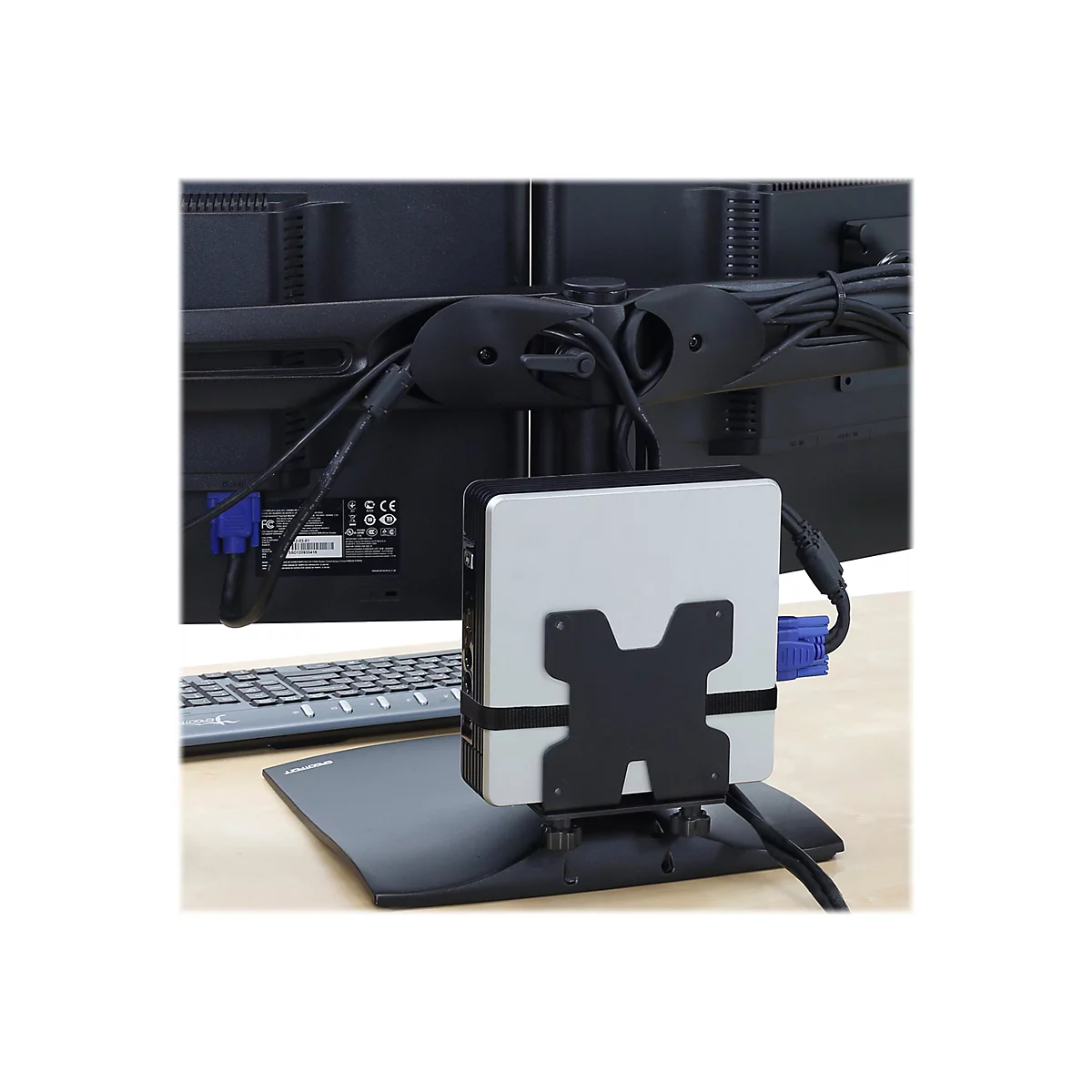 Ergotron - Mini-PC-Halterung - unter Tisch montierbar, Pfosten montierbar, an Wandschiene montierbar, VESA-Halterung montierter - Schwarz - für Ergotron NX; LX Dual Side-by-Side Arm