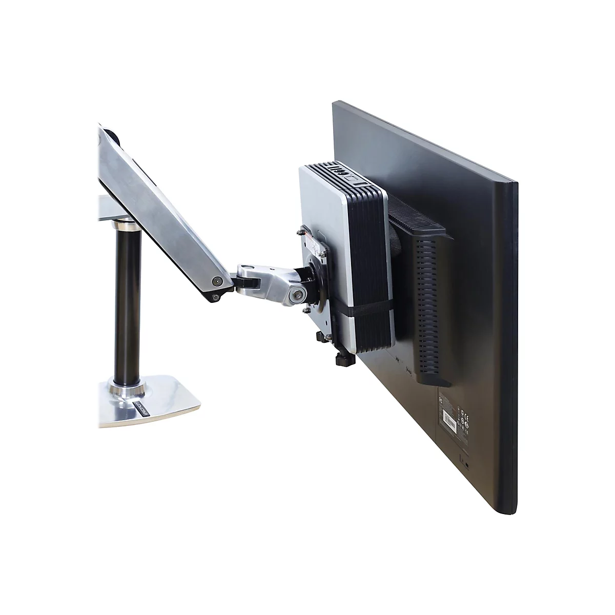Ergotron - Mini-PC-Halterung - unter Tisch montierbar, Pfosten montierbar, an Wandschiene montierbar, VESA-Halterung montierter - Schwarz - für Ergotron NX; LX Dual Side-by-Side Arm