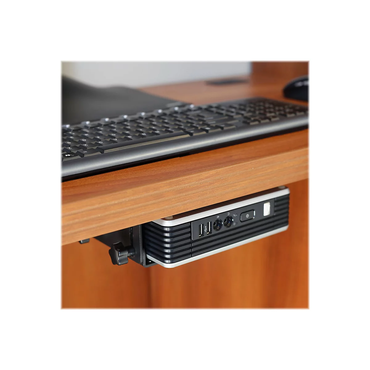 Ergotron - Mini-PC-Halterung - unter Tisch montierbar, Pfosten montierbar, an Wandschiene montierbar, VESA-Halterung montierter - Schwarz - für Ergotron NX; LX Dual Side-by-Side Arm