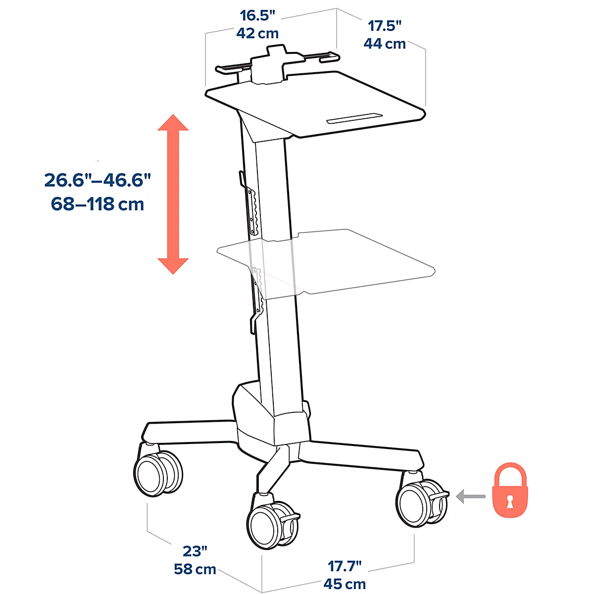 Ergotron Neo-Flex 24-205-214 laptoptrolley, zit- of stawerkplek, in hoogte verstelbaar, voor 17″ laptops, tot 6,8 kg, grijs.