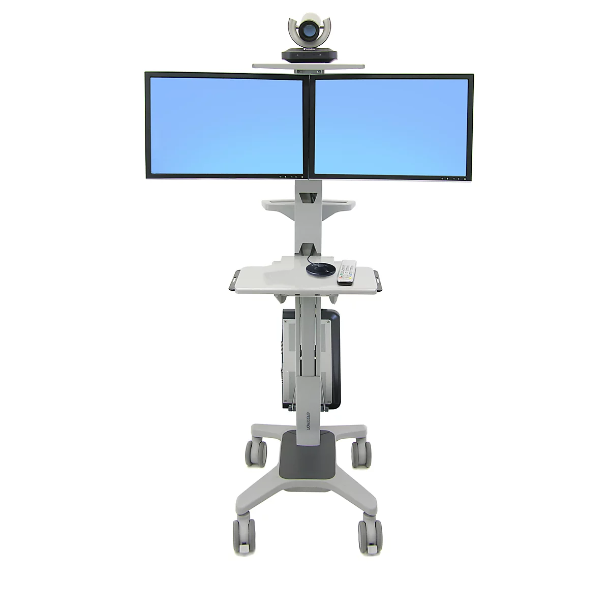 Ergotron Neo-Flex Dual WideView 24-194-055 computertrolley, voor 2 monitoren, tot 45,4', tot 20,9 kg, in hoogte verstelbaar, VESA, grijs