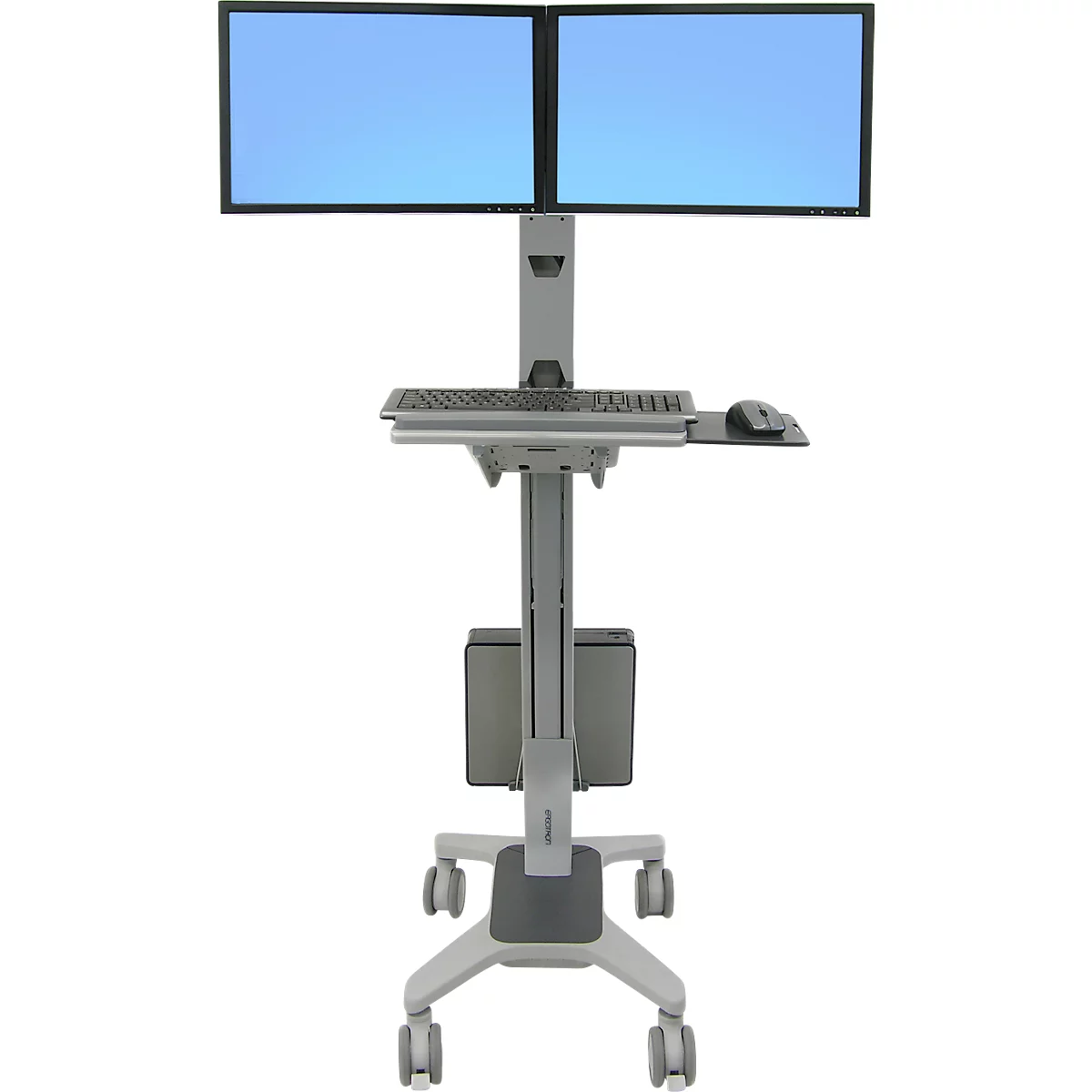 Ergotron Neo-Flex Dual WideView 24-194-055 computertrolley, voor 2 monitoren, tot 45,4', tot 20,9 kg, in hoogte verstelbaar, VESA, grijs
