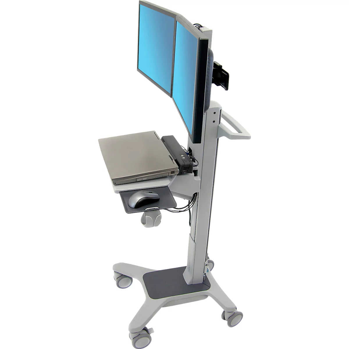 Ergotron Neo-Flex Dual WideView 24-194-055 computertrolley, voor 2 monitoren, tot 45,4', tot 20,9 kg, in hoogte verstelbaar, VESA, grijs