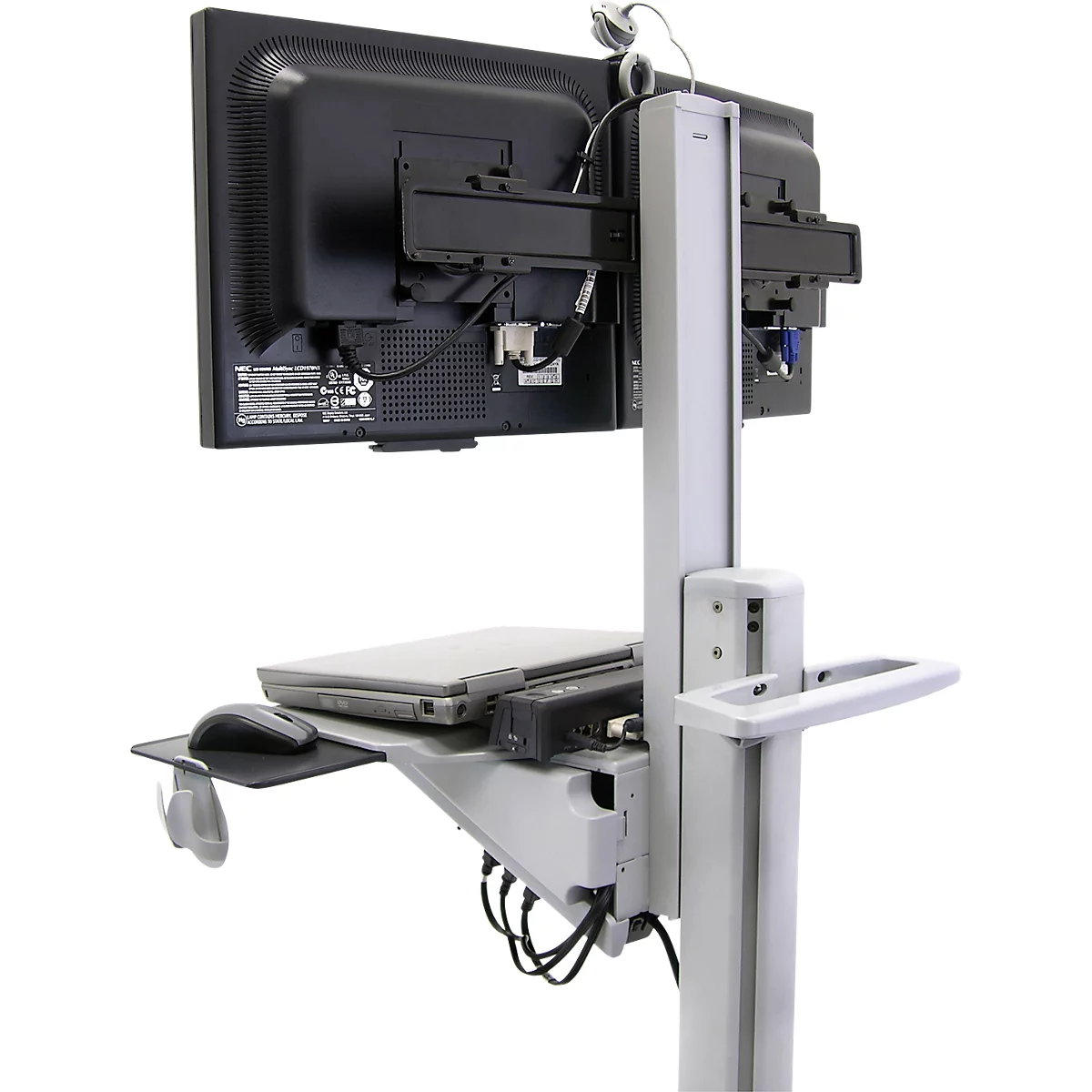 Ergotron Neo-Flex Dual WideView 24-194-055 computertrolley, voor 2 monitoren, tot 45,4', tot 20,9 kg, in hoogte verstelbaar, VESA, grijs