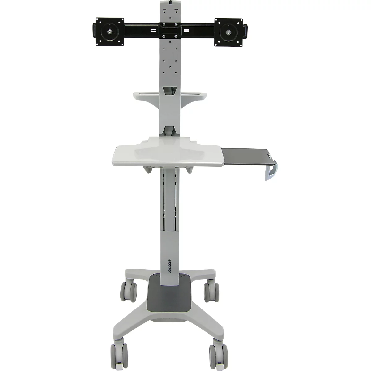 Ergotron Neo-Flex Dual WideView 24-194-055 computertrolley, voor 2 monitoren, tot 45,4', tot 20,9 kg, in hoogte verstelbaar, VESA, grijs