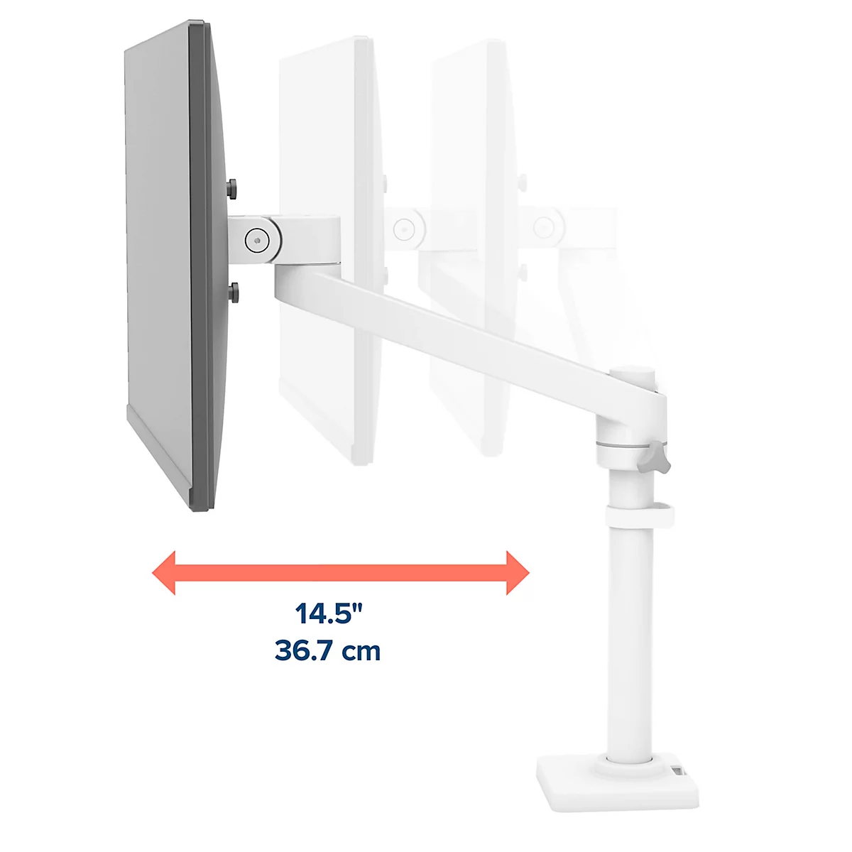 Ergotron NX monitorarm, bureaubevestiging, tot 34", 8 kg, in hoogte verstelbaar, kantelbaar, draaibaar en roteerbaar, wit