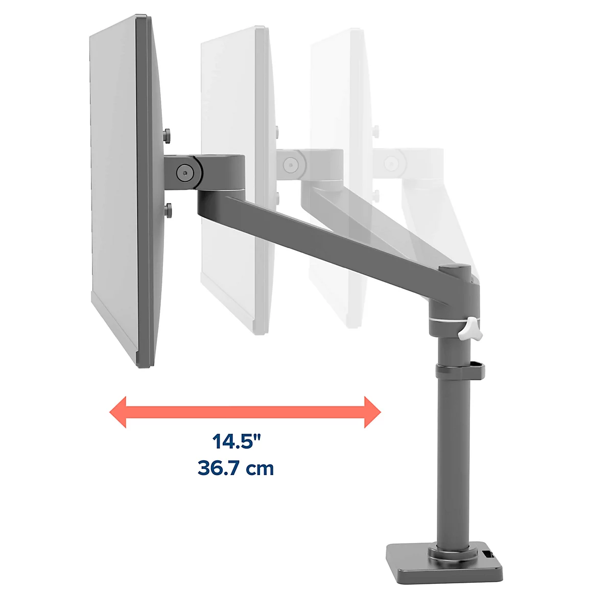 Ergotron NX monitorarm, bureaubevestiging, tot 34', 8 kg, in hoogte verstelbaar, kantelbaar, draaibaar en roteerbaar, zwart