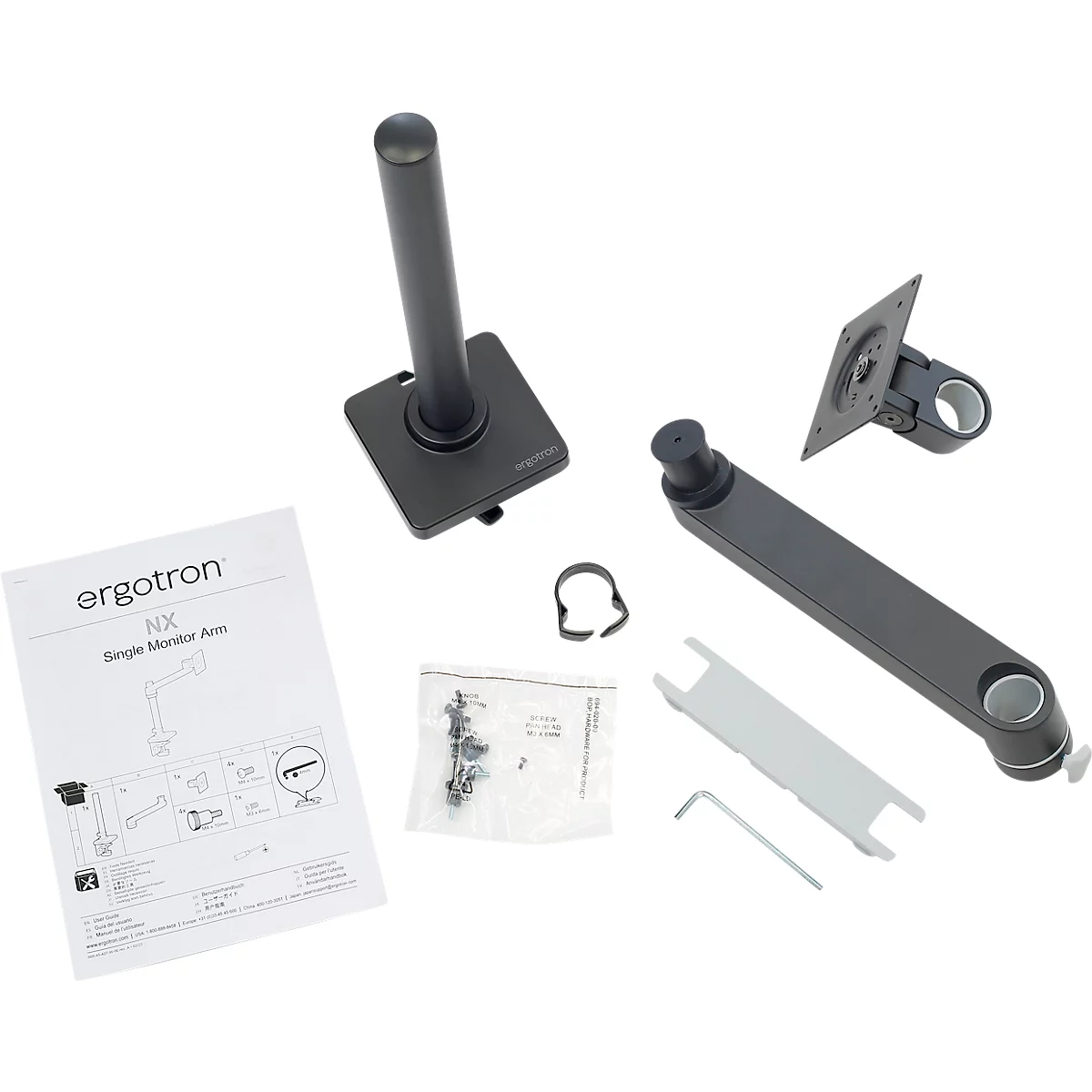 Ergotron NX monitorarm, bureaubevestiging, tot 34', 8 kg, in hoogte verstelbaar, kantelbaar, draaibaar en roteerbaar, zwart