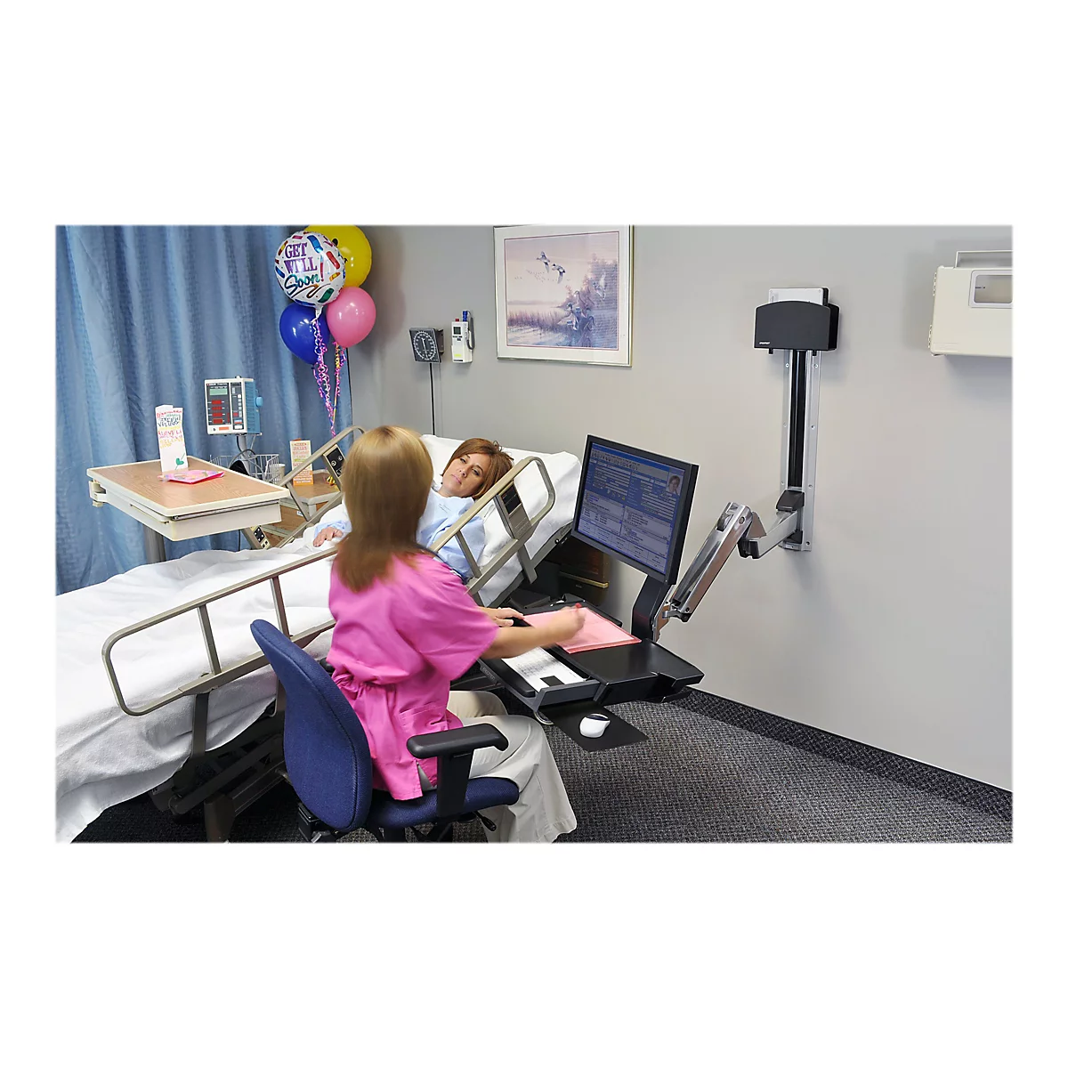 Ergotron Sit-Stand Combo Ablageflächen-System - Befestigungskit (Griff, CPU-Halter, 2 Schienenabdeckungen, 2 Kabelkanäle, Handgelenkkissen, Display-Halterung, Tastatur-Tablett, CPU Wandhalterung, Mausablage zum Herausziehen, VESA-Halterung, Wandsc...